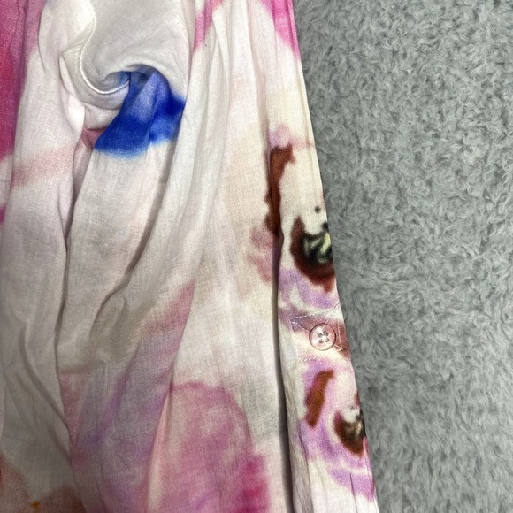 NWT Soft Surroundings roll tab button down artsy art to wear floral abstract M - Picture 9 of 16